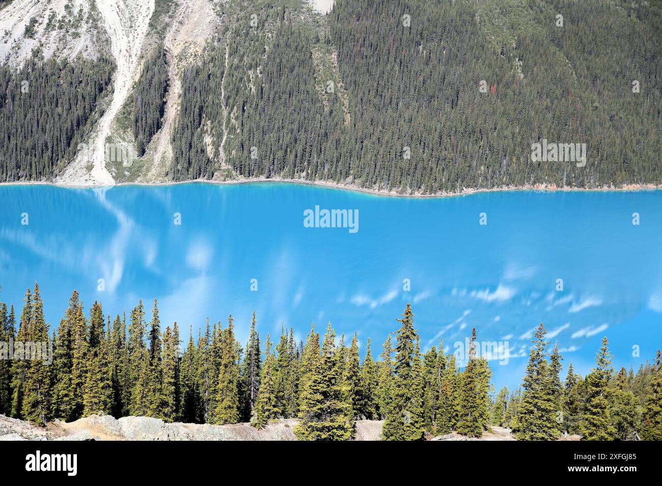 Peyto Lake, British Columbia von der Aussichtsplattform in der Nähe des Highway 93. Stockfoto