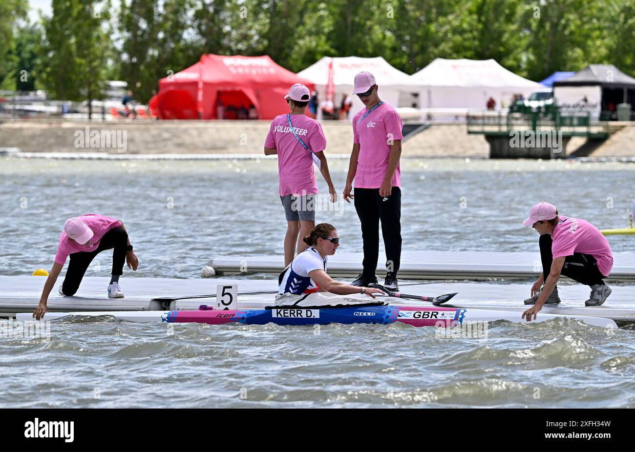 Szeged. Ungarn. Mai 2024. Die ICF 2024 Canoe Sprint World Cup und Paracanoe World Championships. Szeged Olympic Wasserpark. Deborah Kerr (GBR) während der Olympischen Europameisterschaft für Kanu-Sprint in Szeged, Ungarn. Stockfoto