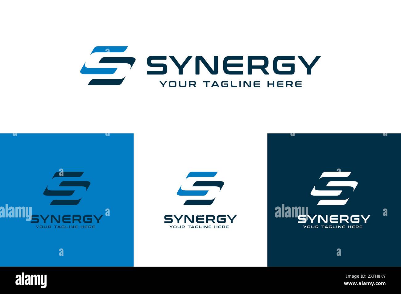 Synergy-Logo, Konzept von zwei oder mehr Einheiten, die zusammen arbeiten. Ineinander greifende Kreise symbolisieren das Zusammenkommen verschiedener Elemente Stock Vektor