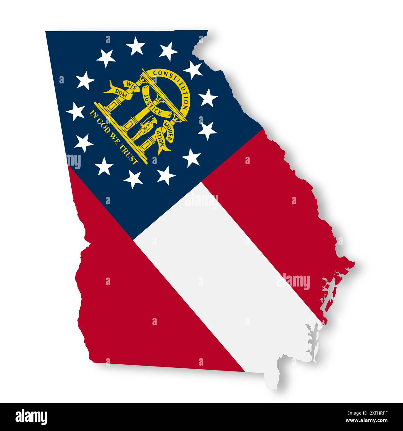 Georgia State Flag Karte mit Beschneidungspfad Stockfoto