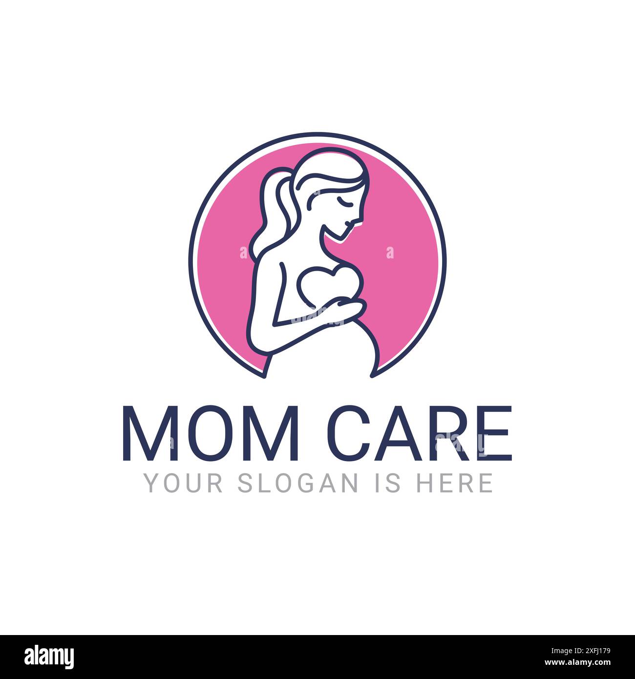 Schwangere Mutter Care Mutterschaft Therapie Circle Line Logo Vorlage Stock Vektor