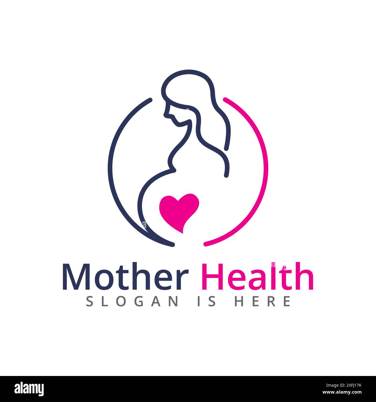 Schwangere Mutter Gesundheit Mutterschaft Therapie Circle Line Love Heart Logo Vorlage Stock Vektor