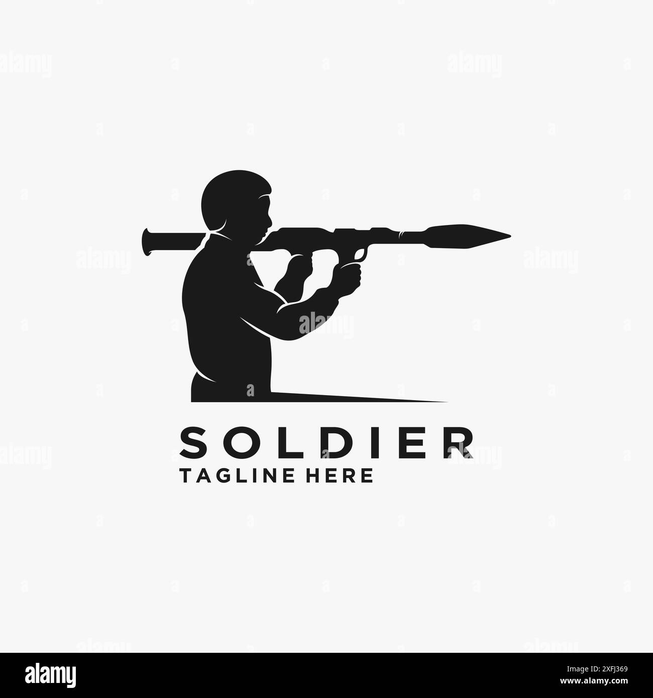 Logodesign von Soldier mit Raketenwerfer Stock Vektor