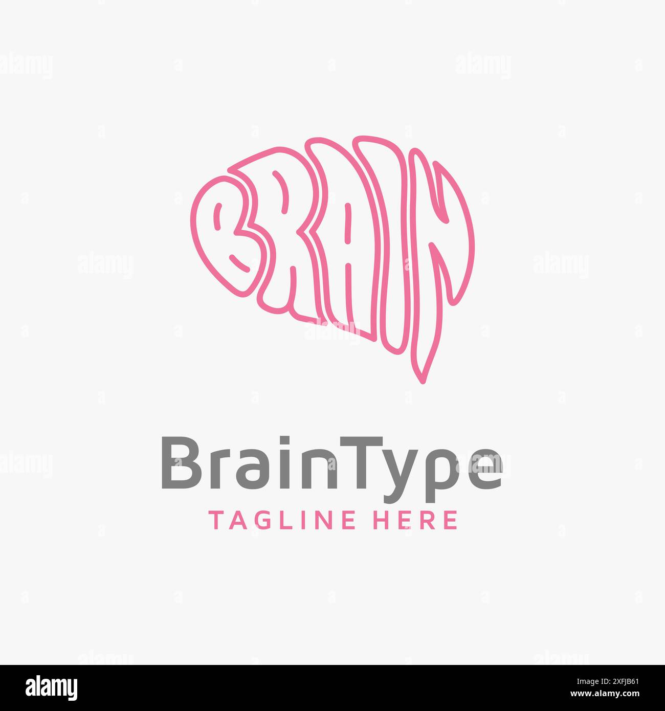 Gehirn im Typografie-Logo-Design Stock Vektor