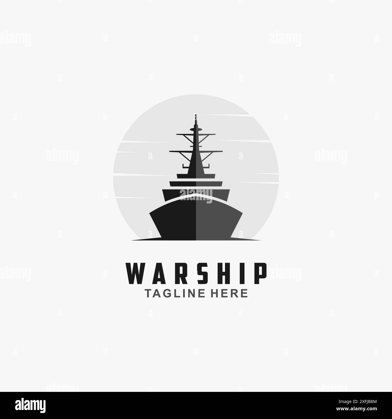 Illustration mit Kriegsschiff-Logo Stock Vektor