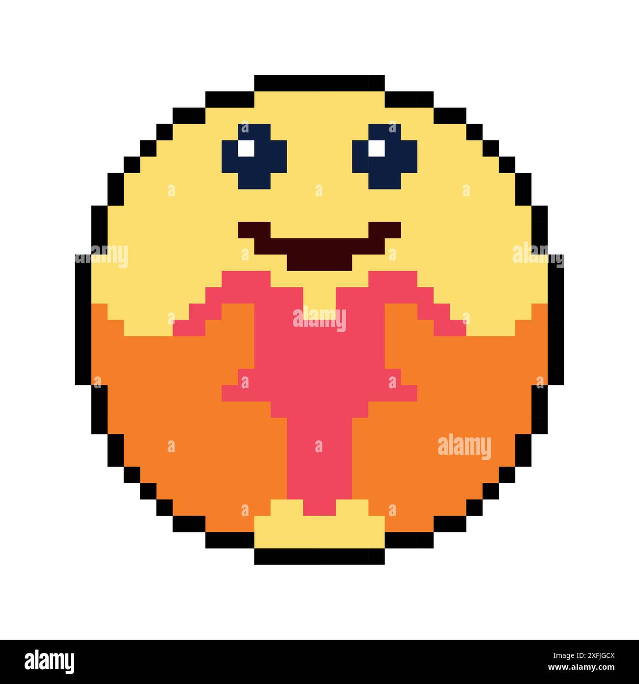 Emoticon und Emoji Lächeln, Pixel-Kunst-Design-Vektor-Illustration Stock Vektor