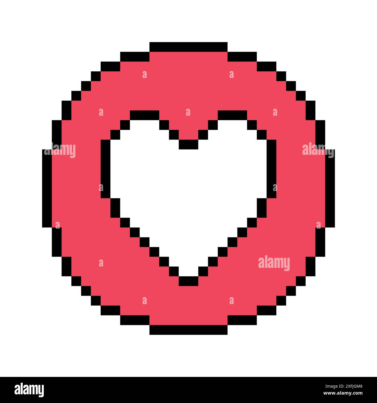 Rotes Herz-Emoticon-Symbol, Pixel-Kunst-Design-Vektor-Illustration Stock Vektor