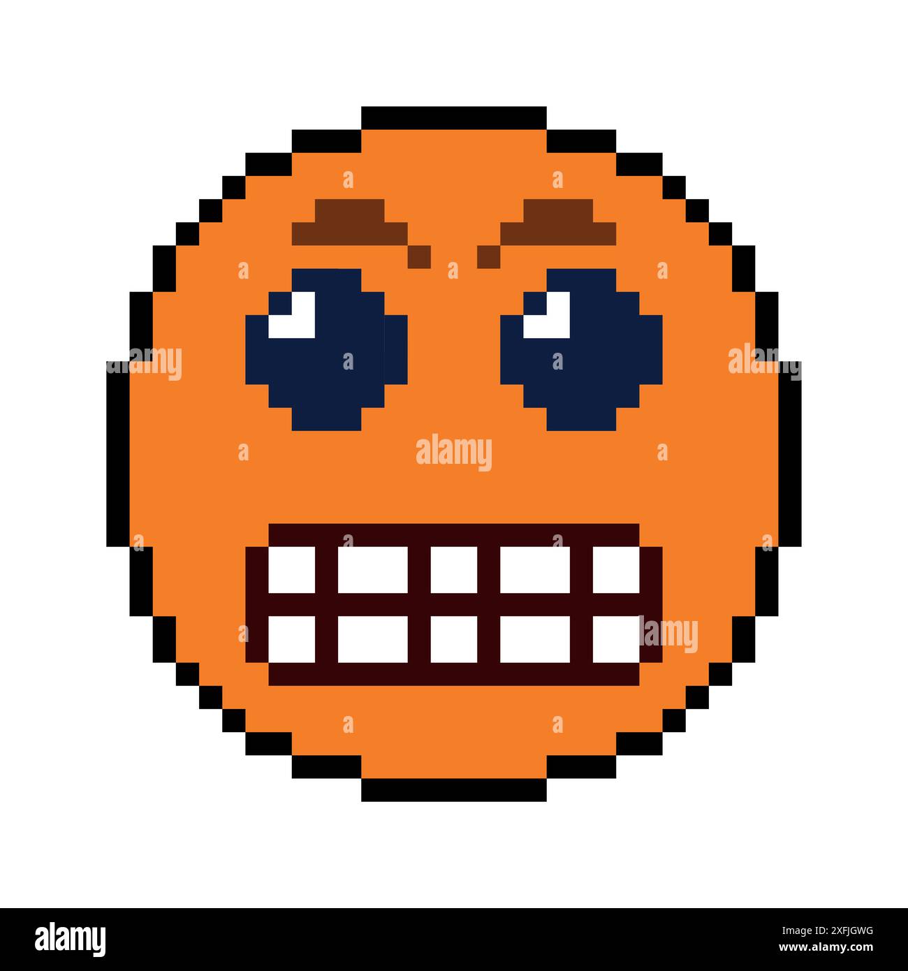 Emoticon und Emoji Lächeln, Pixel-Kunst-Design-Vektor-Illustration Stock Vektor