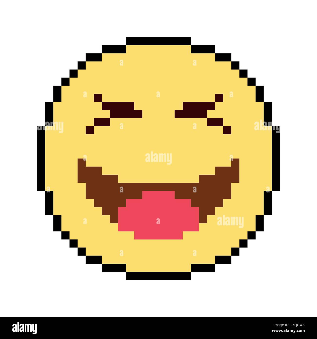 Emoticon und Emoji Lächeln, Pixel-Kunst-Design-Vektor-Illustration Stock Vektor