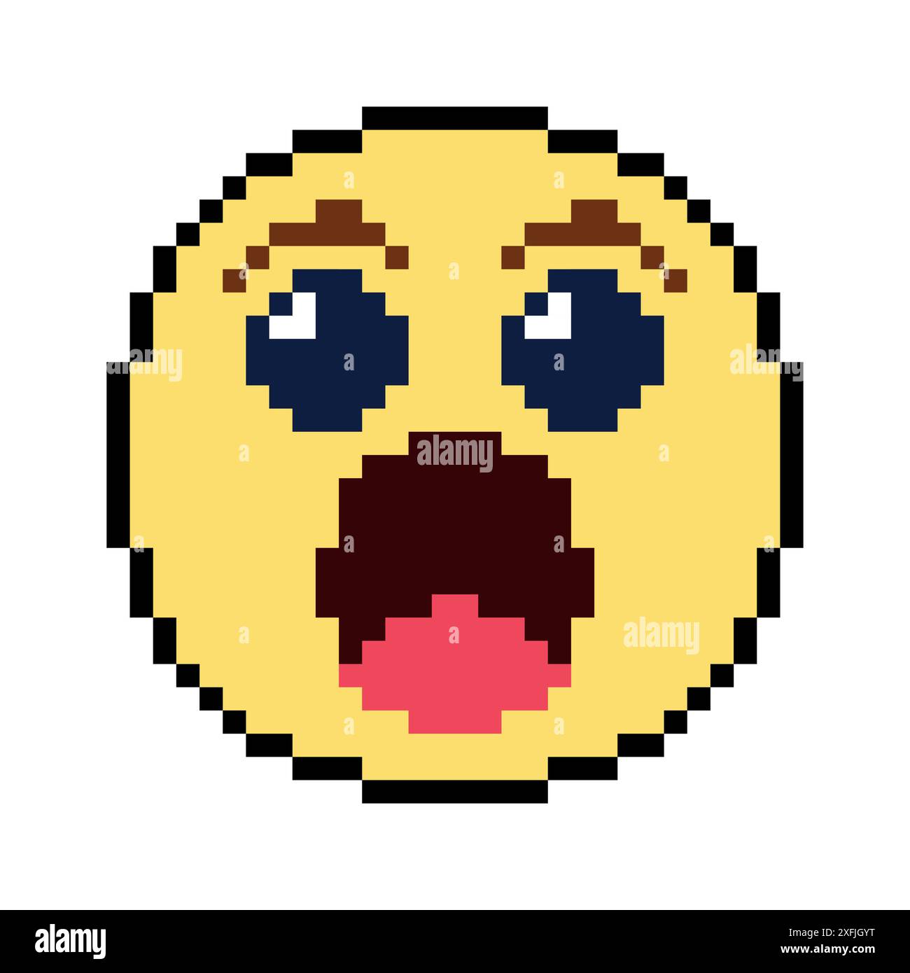 Emoticon und Emoji Lächeln, Pixel-Kunst-Design-Vektor-Illustration Stock Vektor