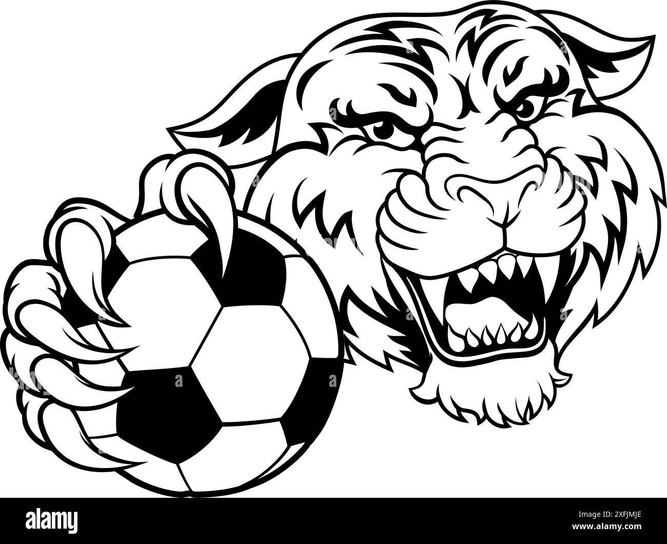 Tiger Fußball Tiersport-Team Maskottchen Stock Vektor