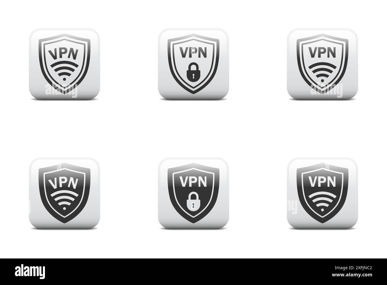 VPN-Shield-Symbolgruppe. Symbol für sicheres vpn. Illustration des flachen Vektors Stock Vektor