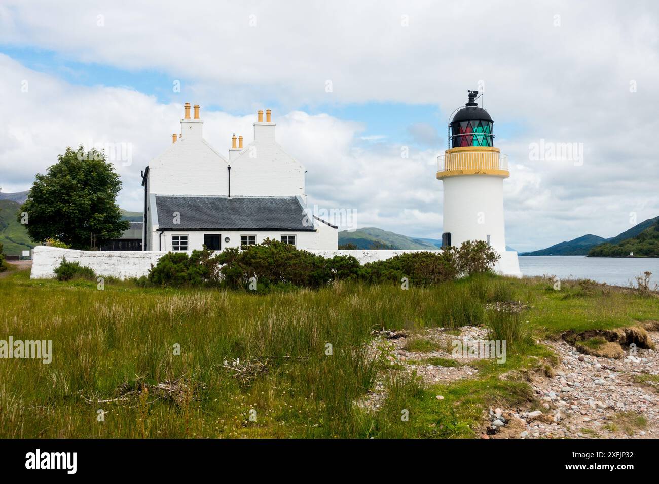 Corran Point Lighthouse, Argour, Lochaber, Highland, Schottland, UK. Stockfoto