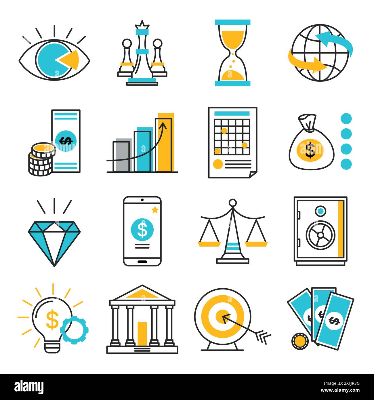 Satz von Business-Symbolen, moderne flache flache Design-Vektor-Illustration, für Grafik- und Webdesign Stock Vektor