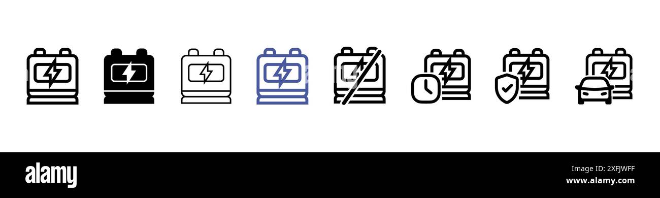 Satz von Autobatterie Linienformen, dünne Linie Design Vektor Illustration Stock Vektor