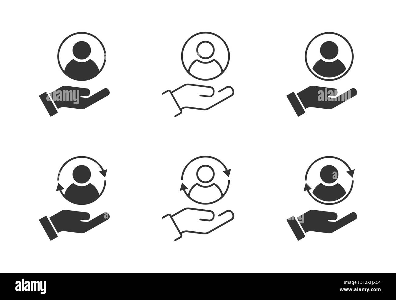 Symbol für Kundenbetreuung. Symbol für Kundenbindung. Illustration des flachen Vektors. Stock Vektor