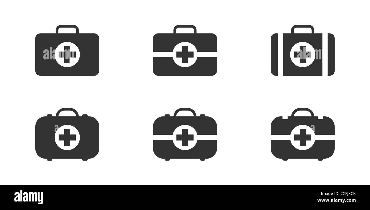 Medizinisches Kit-Set. Arztkoffer. Illustration des flachen Vektors Stock Vektor