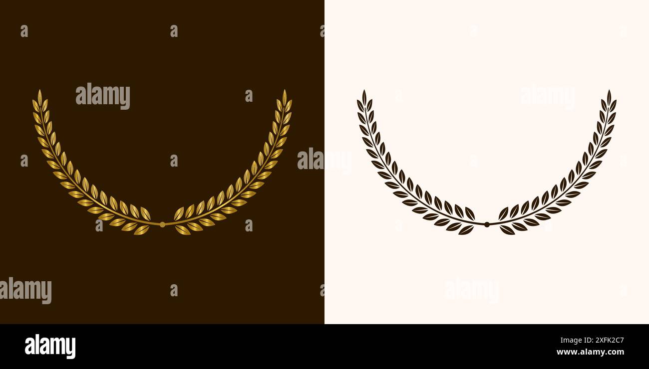 Hochzeitskränze Dekoration und Zweige mit Blättern. Wirbel, Zweige und Blumenschmuck. Blumen und Pflanzenelemente. Lorbeeren mit Blumenmuster im Vektordesign Stock Vektor