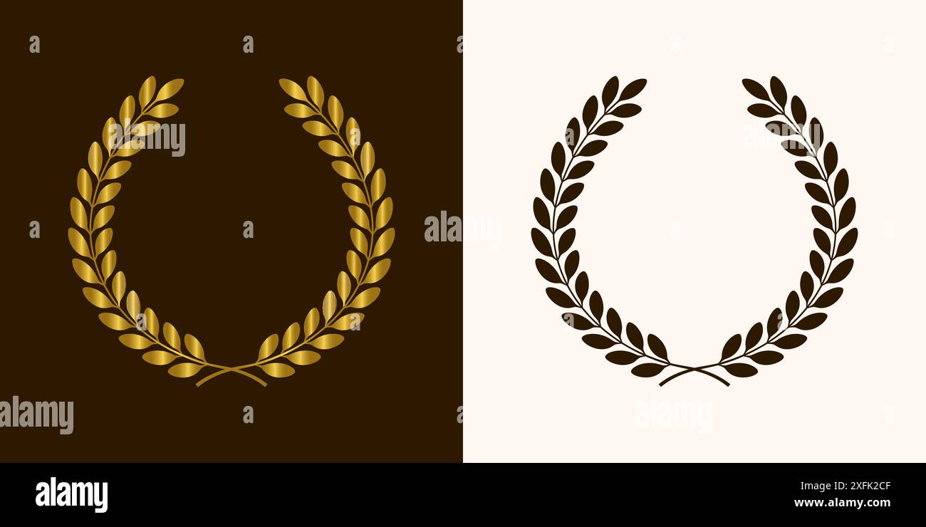 Hochzeitskränze Dekoration und Zweige mit Blättern. Wirbel, Zweige und Blumenschmuck. Blumen und Pflanzenelemente. Lorbeeren mit Blumenmuster im Vektordesign Stock Vektor