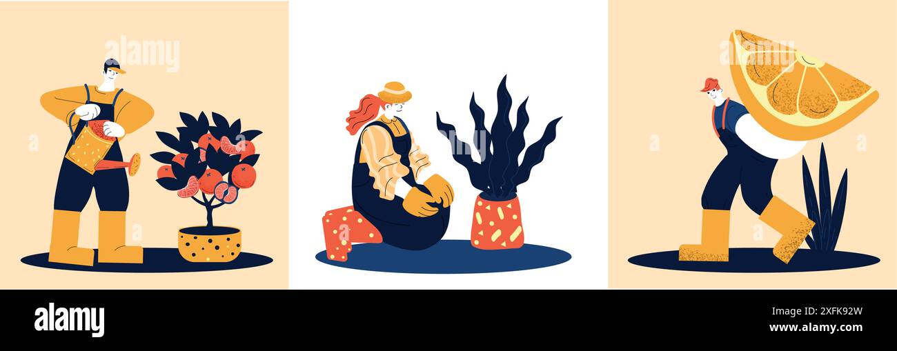 Gartenarbeit und die Schönheit der Natur Stock Vektor