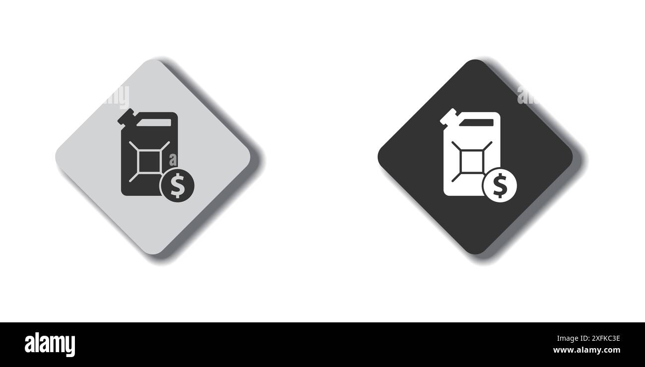 Kraftstoffkanne mit Dollarsymbol. Konzept für hohe Kraftstoffkosten. Symbol für Benzinkanister. Illustration des flachen Vektors Stock Vektor