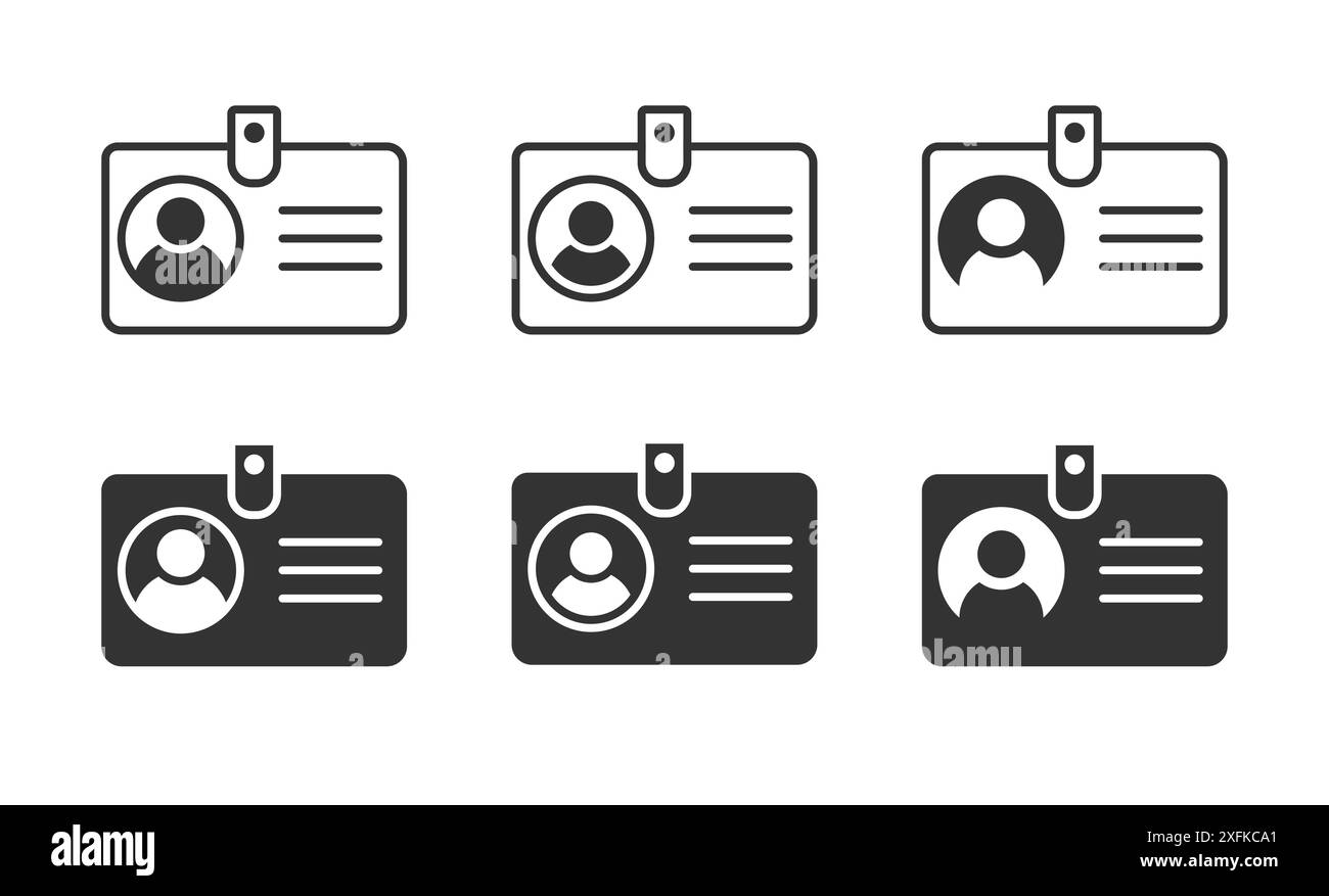 Symbolgruppe ID-Karte. ID-Kartensymbol. Illustration des flachen Vektors. Stock Vektor