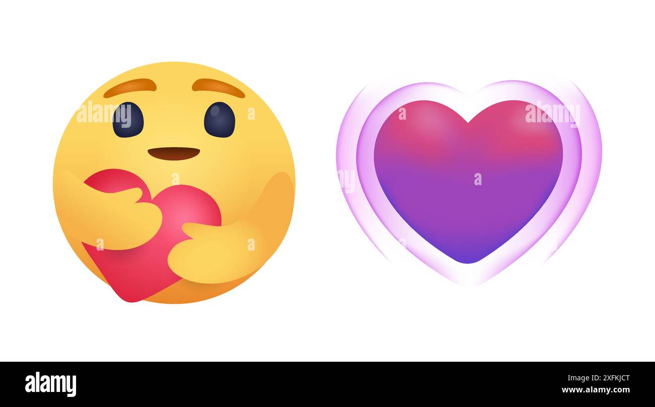 26. August 2020: Set of Care Facebook empathische Emoji-Reaktionen, Vektor-Illustration Stock Vektor