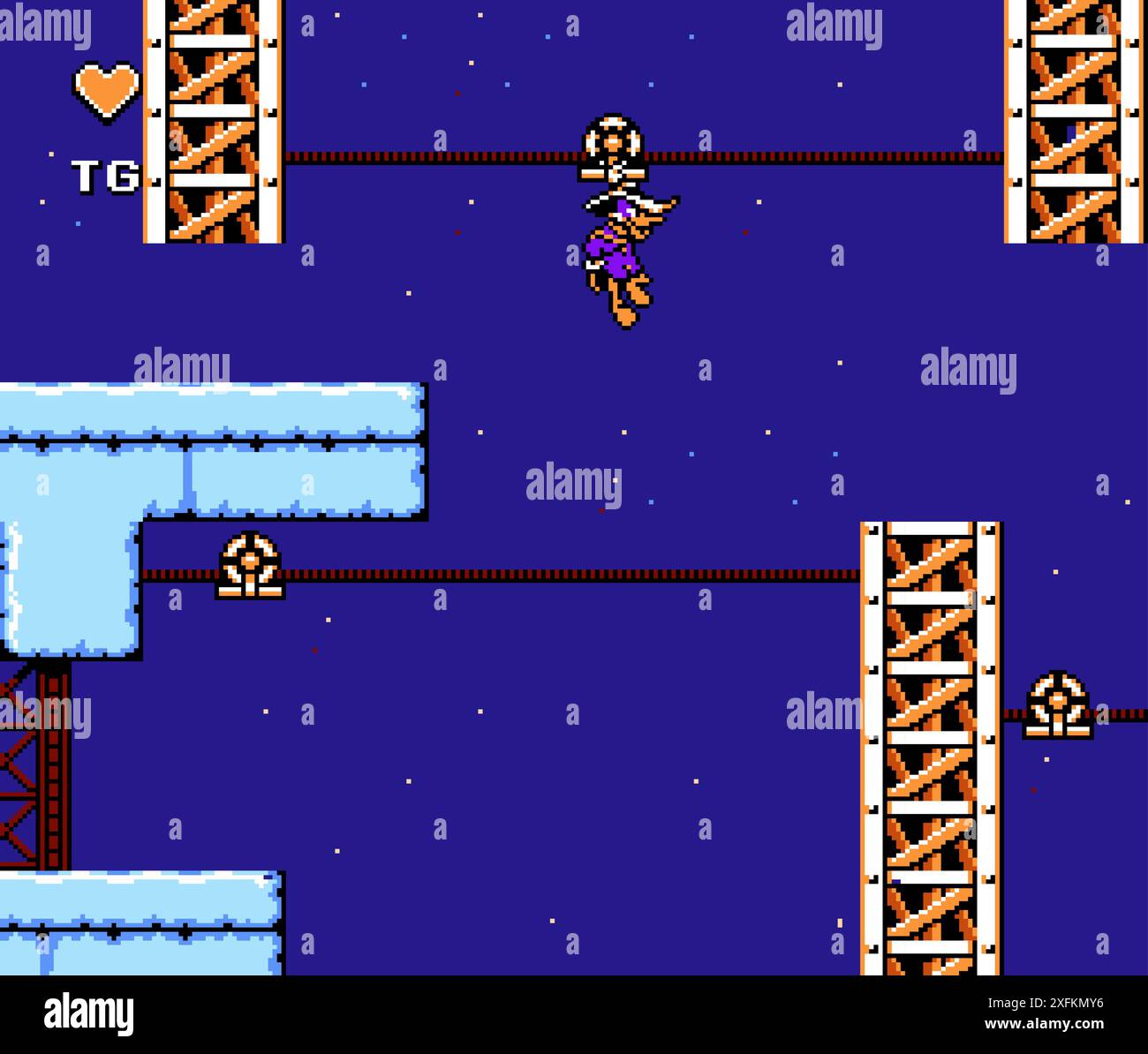 Kiew, Ukraine - 06. Dezember 2021: Art of Darkwing Duck klassisches Videospiel, Pixel Design Vektor Illustration. Darkwing Duck ist ein Plattformspiel, das auf basiert Stock Vektor