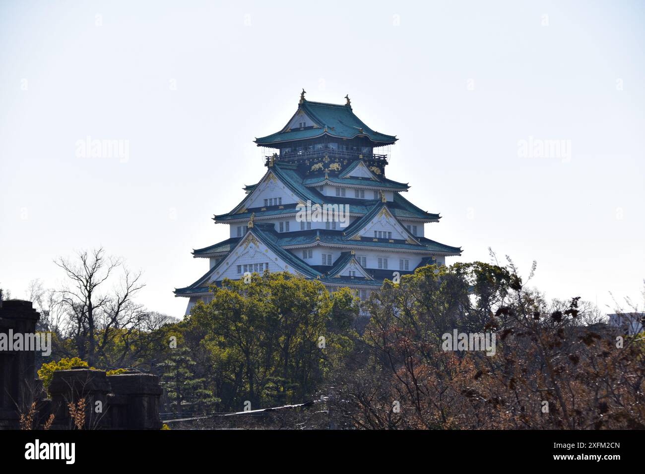 Blick auf das majestätische Schloss Osaka Stockfoto