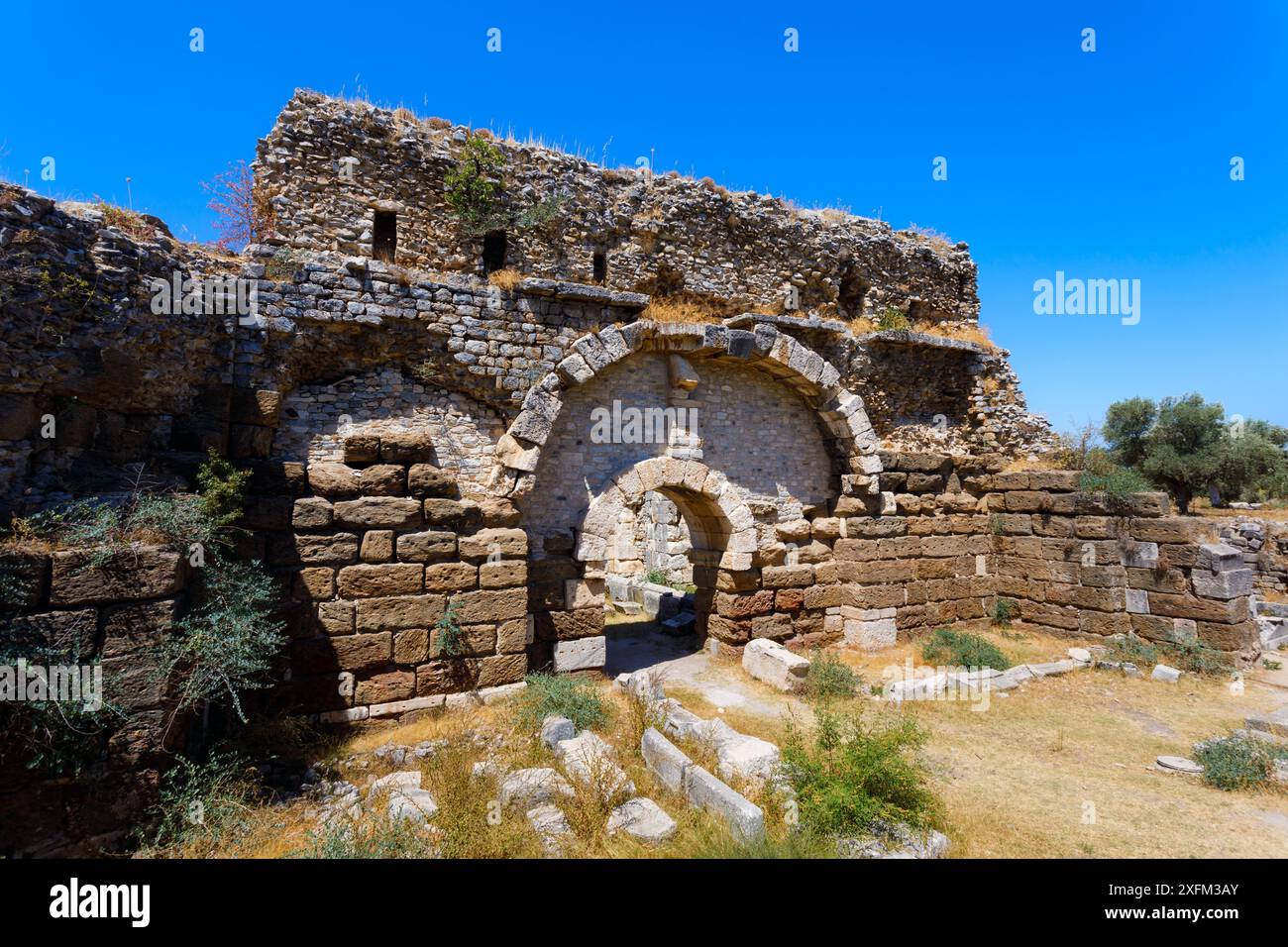 Archäologische Stätte von Miletus. Miletus war eine antike griechische Stadt und liegt heute in der Nähe der modernen Stadt Didim in der Türkei. Stockfoto