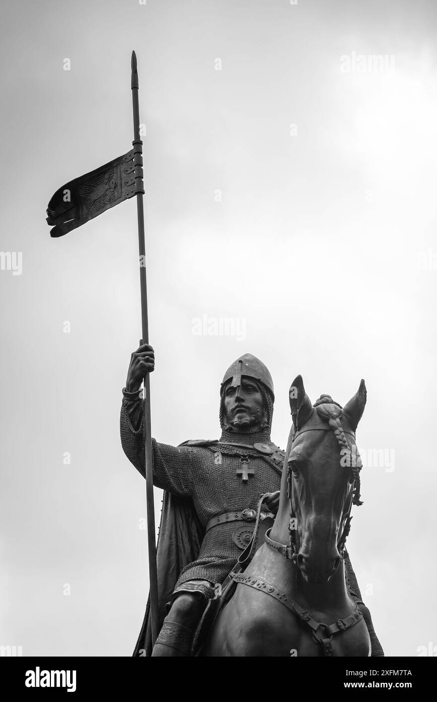 Statue des Heiligen Wenzels auf dem Wenzelsplatz in Prag, Hauptstadt der Tschechischen Republik, am 3. Juli 2024 Stockfoto