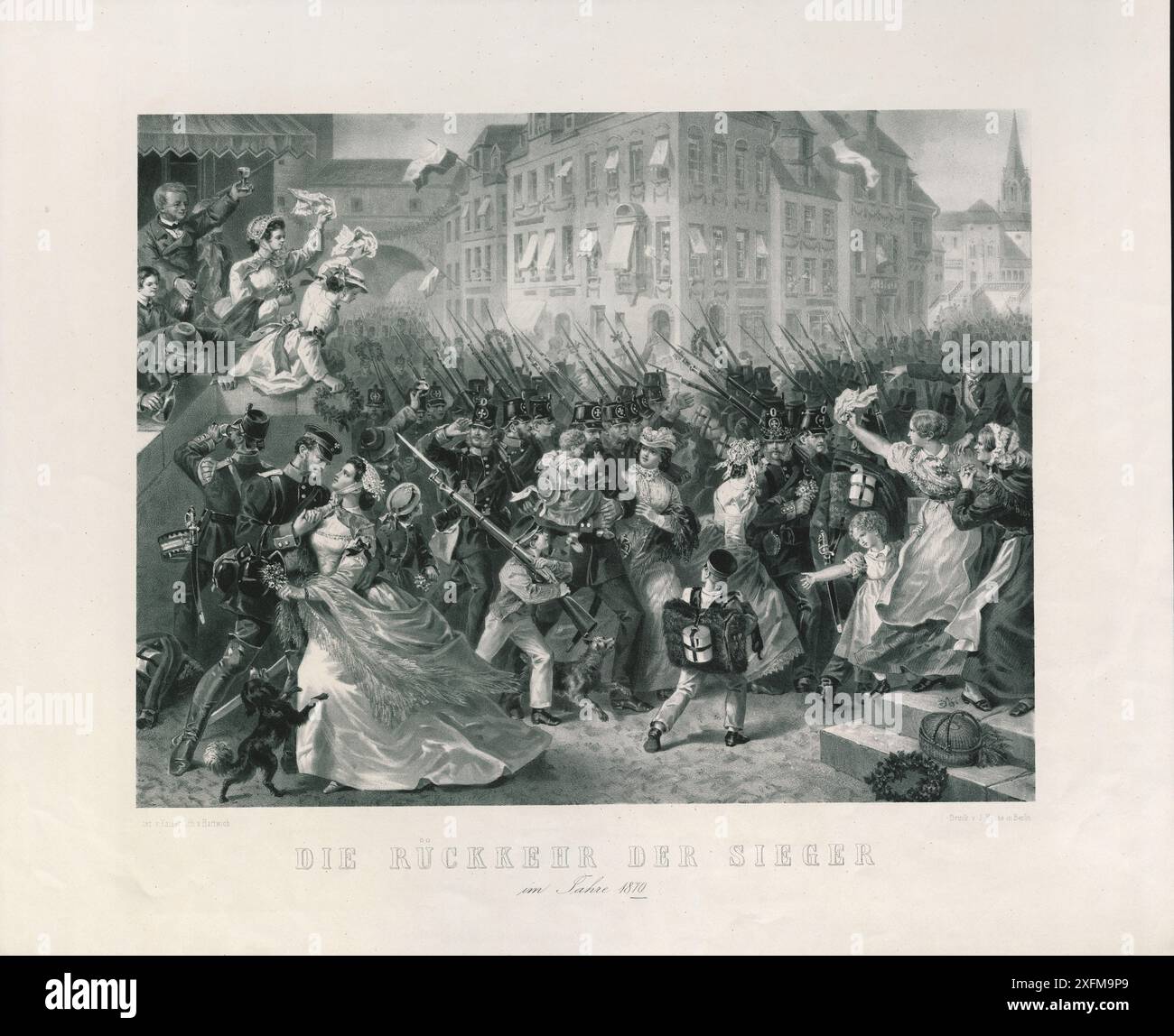Die Rückkehr der siegreichen preußischen Truppen 1870. Berlin, 1870 Niederlage Frankreichs im Deutsch-Französischen Krieg. Stockfoto