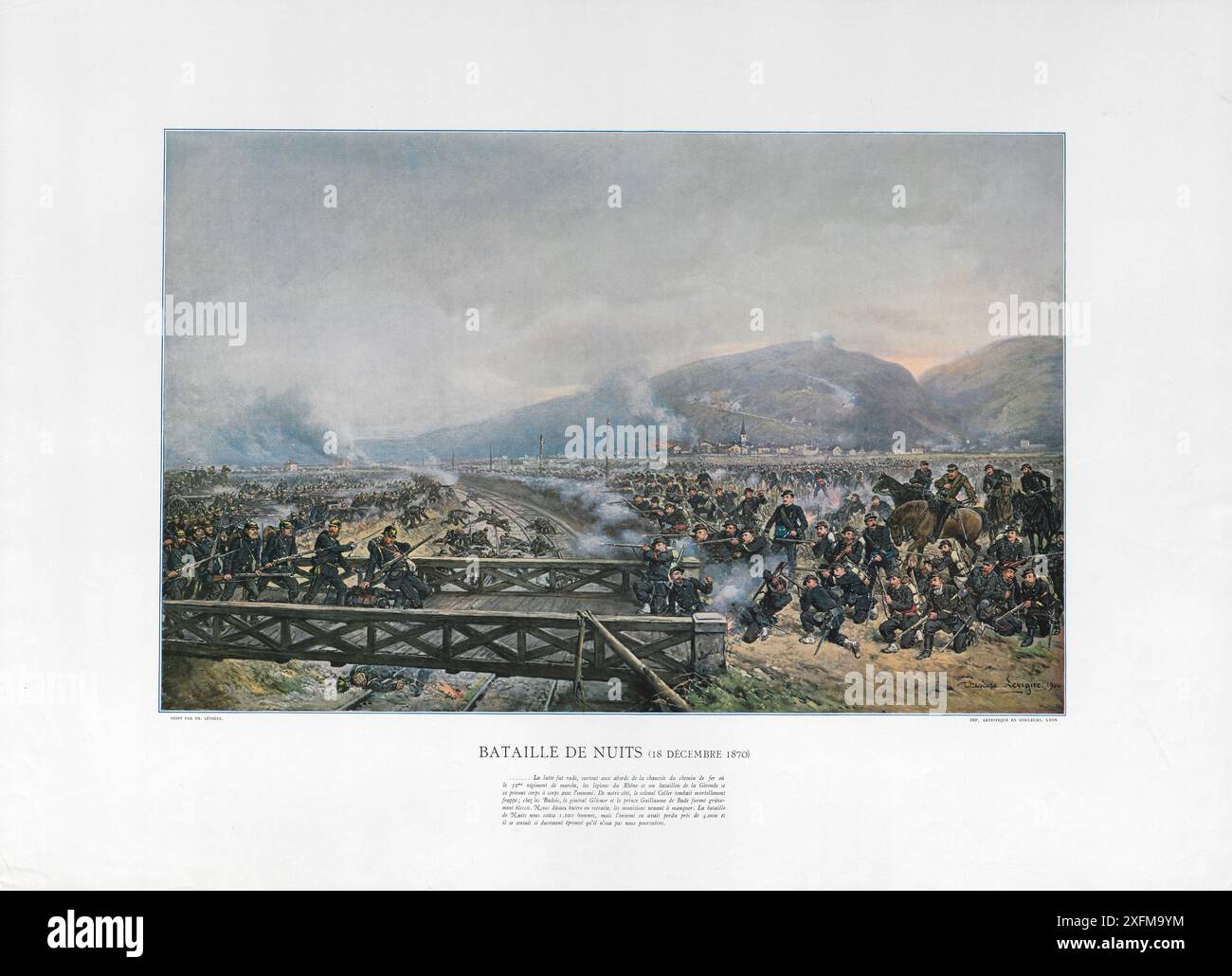 Schlacht von Nuits (18. Dezember 1870), 1900 die Schlacht von Nuits-Saint-Georges war eine Schlacht im Deutsch-Französischen Krieg, der am 18. Dezember 1870 stattfand. In dieser Schlacht nahm die badische Division unter General Adolf von Glümer und die XIV. Legion unter dem Kommando von General August von Werder Nuits von einer französischen Truppe unter General Camille Crémer ab und zwang die französische Armee über Nacht zum Rückzug mit schweren Verlusten für beide Seiten Stockfoto