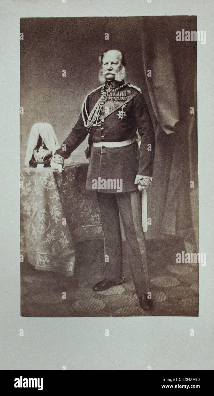 Wilhelm I., König von Preußen. 1870 Wilhelm I. oder Wilhelm I. (1797–1888) war vom 2. Januar 1861 König von Preußen und vom 18. Januar 1871 bis zu seinem Tod 1888 deutscher Kaiser. Als Mitglied des Hauses Hohenzollern war er das erste Staatsoberhaupt eines vereinten Deutschlands. Ab 1858 war er de facto Staatsoberhaupt Preußens, als er Regent für seinen Bruder Friedrich Wilhelm IV. Wurde, dessen Tod ihn drei Jahre später zum König machen sollte. Stockfoto