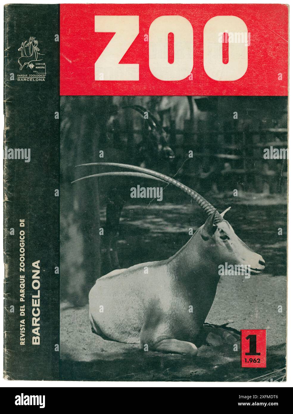 Zoo Portada de la revista, del parque Zoológico de Barcelona, número uno, año 1962. Stockfoto