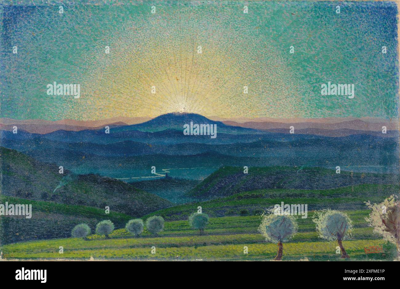 Umbrische Landschaft. Museum: PRIVATE SAMMLUNG. Autor: GERARDO DOTTORI. Stockfoto