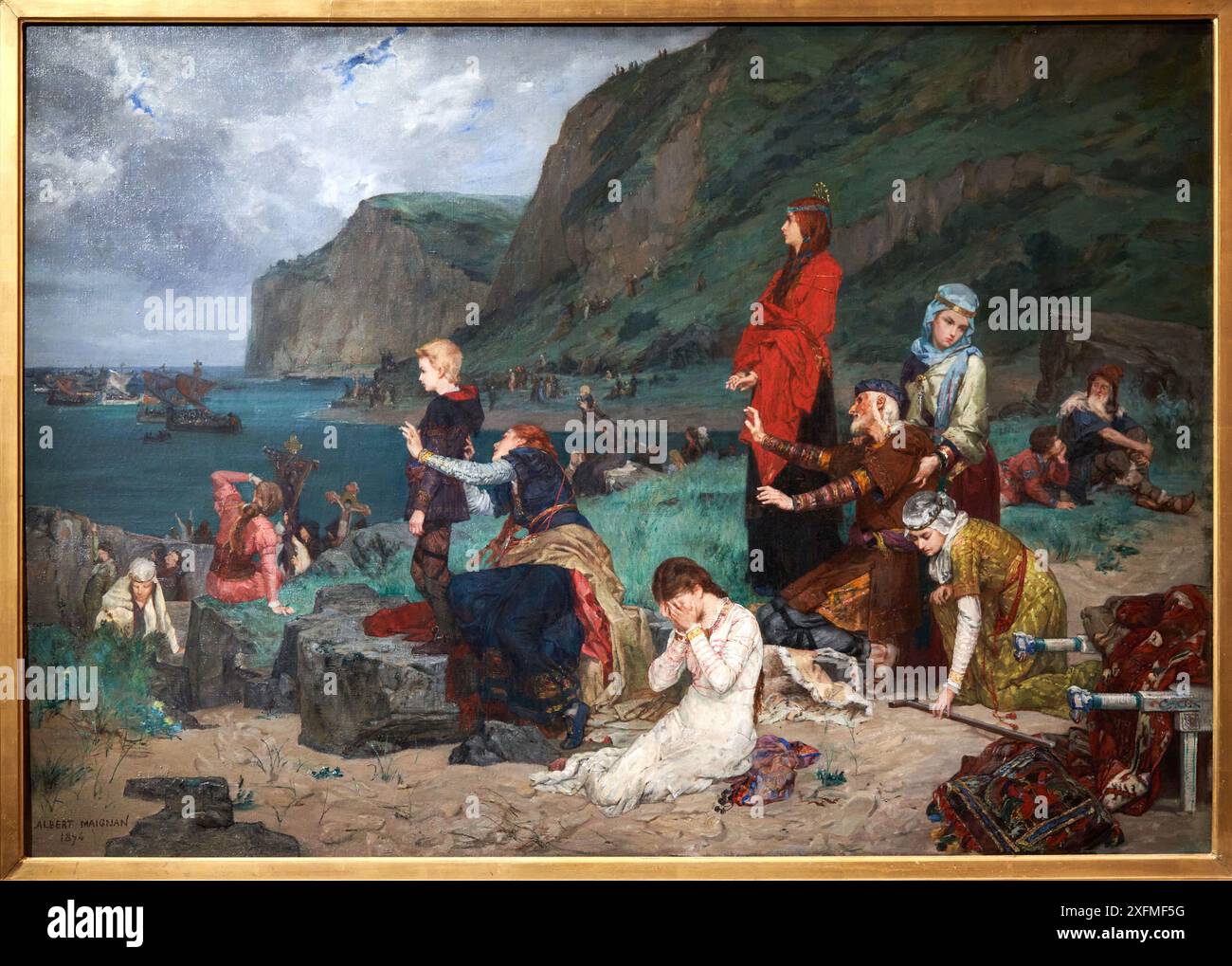 Albert Maignan (1845-1908), Départ de la flotte normande pour la conquête de l'Angleterre, Dives 1066, 1874, Ausstellung im Museum, Paris 1874 Erfindung des Impressionismus, Musée d'Orsay, Paris, Frankreich. Stockfoto