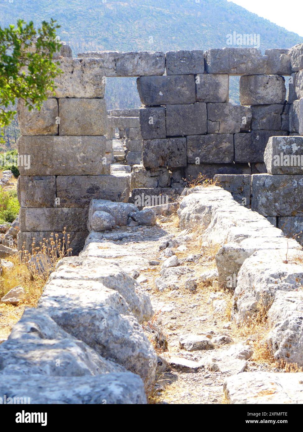 Überreste der antiken Festung in Attika, die im 4. Jahrhundert v. Chr. von Theben erbaut wurde Stockfoto