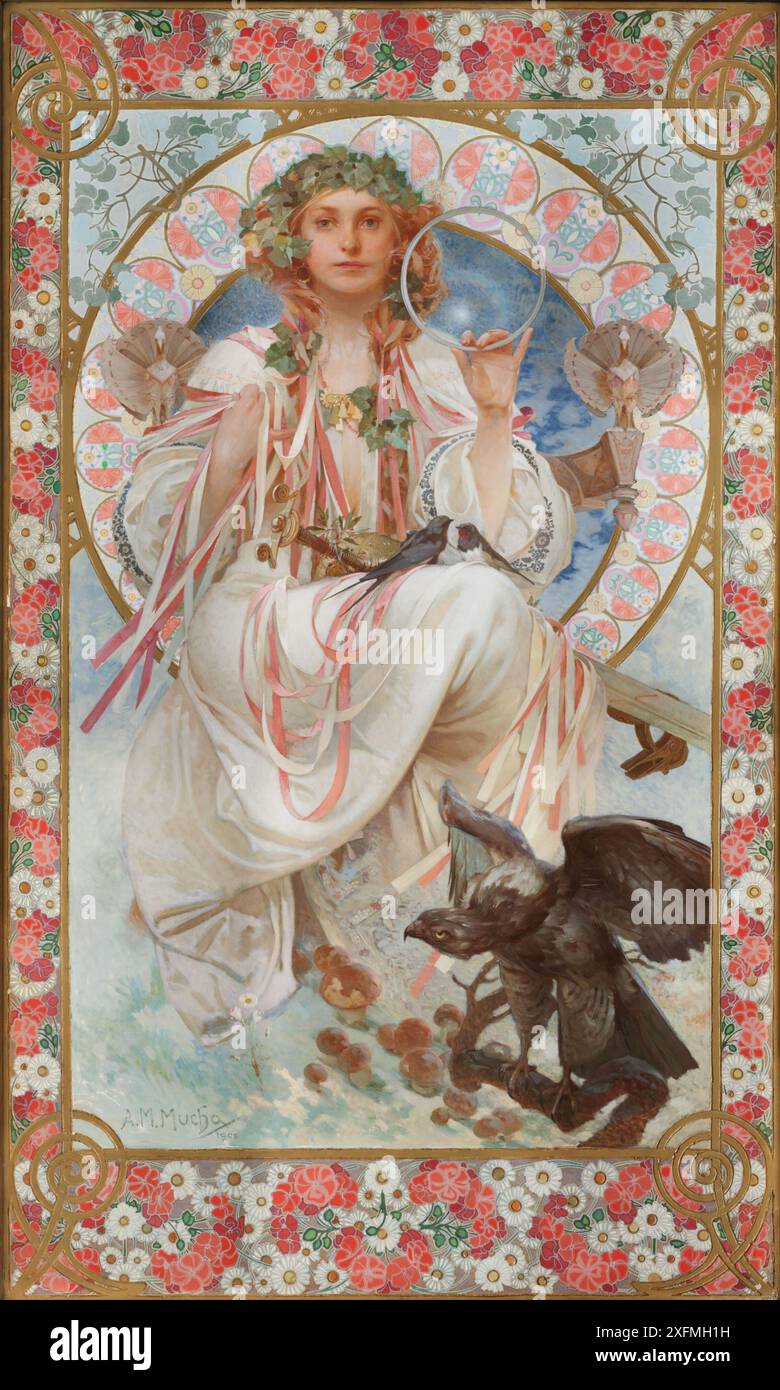 Porträt von Josephine Crane-Bradley (1886-1952) als Slavia. Museum: Nationalgalerie, Prag. Autor: Alfons Marie Mucha. Stockfoto