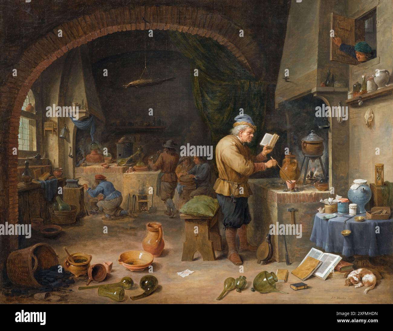 Ein Alchemist. Museum: PRIVATE SAMMLUNG. Autor: Teniers, David, der Jüngere. Stockfoto