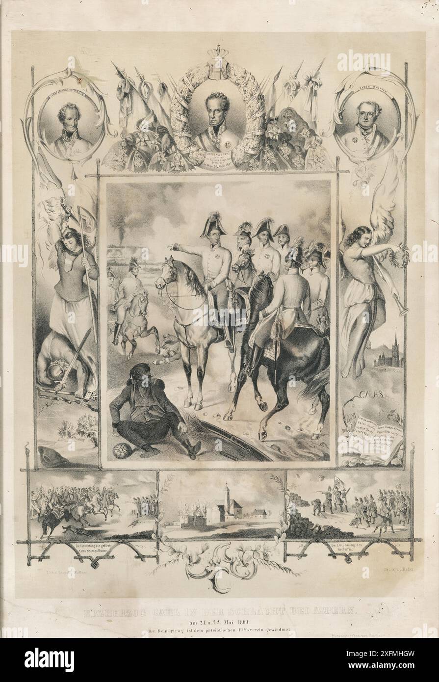 Erzherzog Karl von Österreich in der Schlacht bei Aspern am 22. Mai 1809. Museum: PRIVATE SAMMLUNG. Autor: Leopold Wüllner. Stockfoto