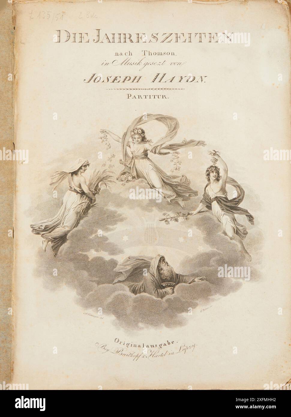 Titelseite der ersten Ausgabe der Jahreszeiten von Joseph Haydn. Museum: PRIVATE SAMMLUNG. Autor: Amadeus Wenzel Böhms. Stockfoto