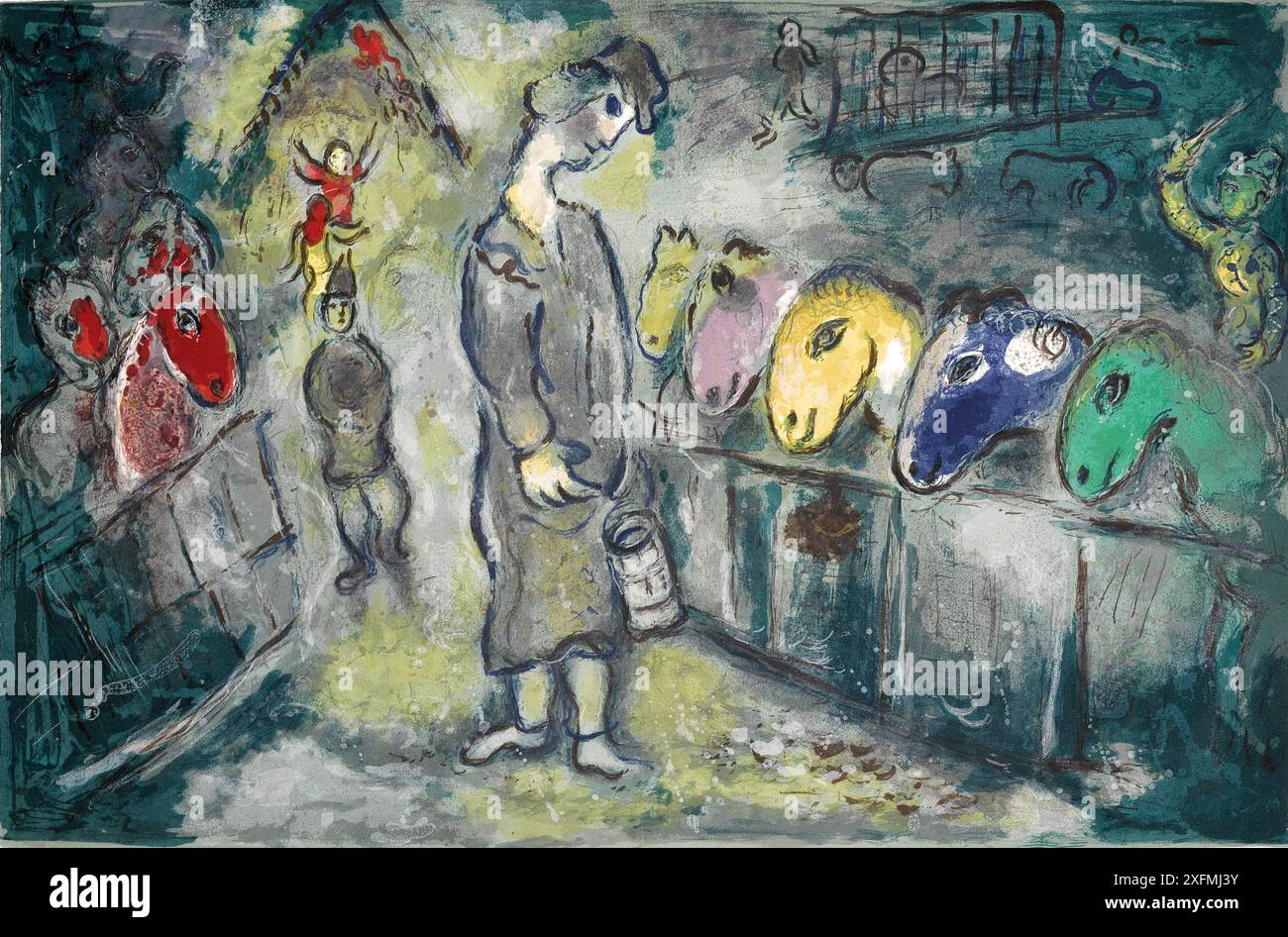 Zirkus. Museum: PRIVATE SAMMLUNG. Autor: MARC CHAGALL. Stockfoto