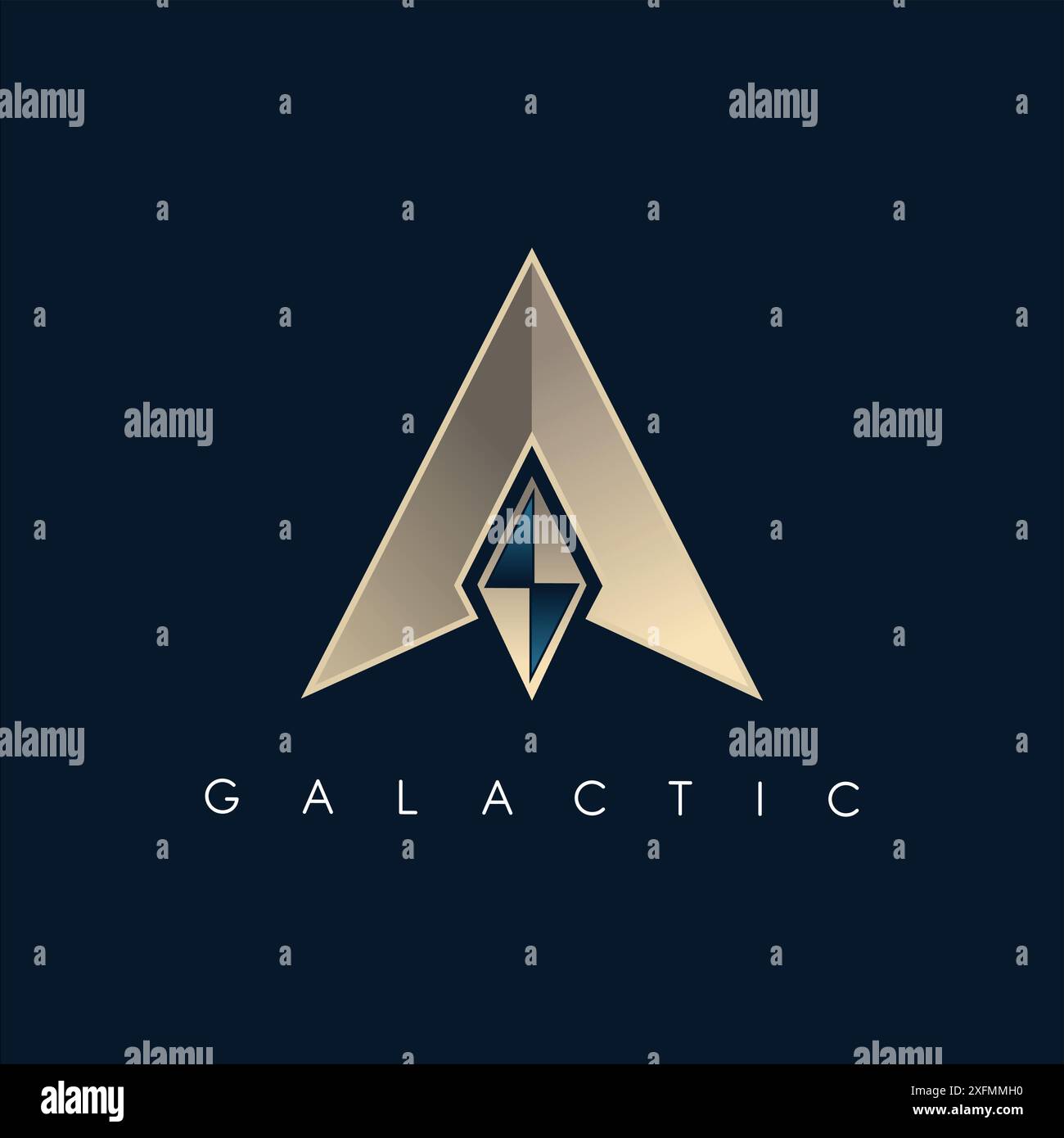 Buchstabe Ein goldenes 3D-Pfeil in Richtung neues Business-Logo Stock Vektor