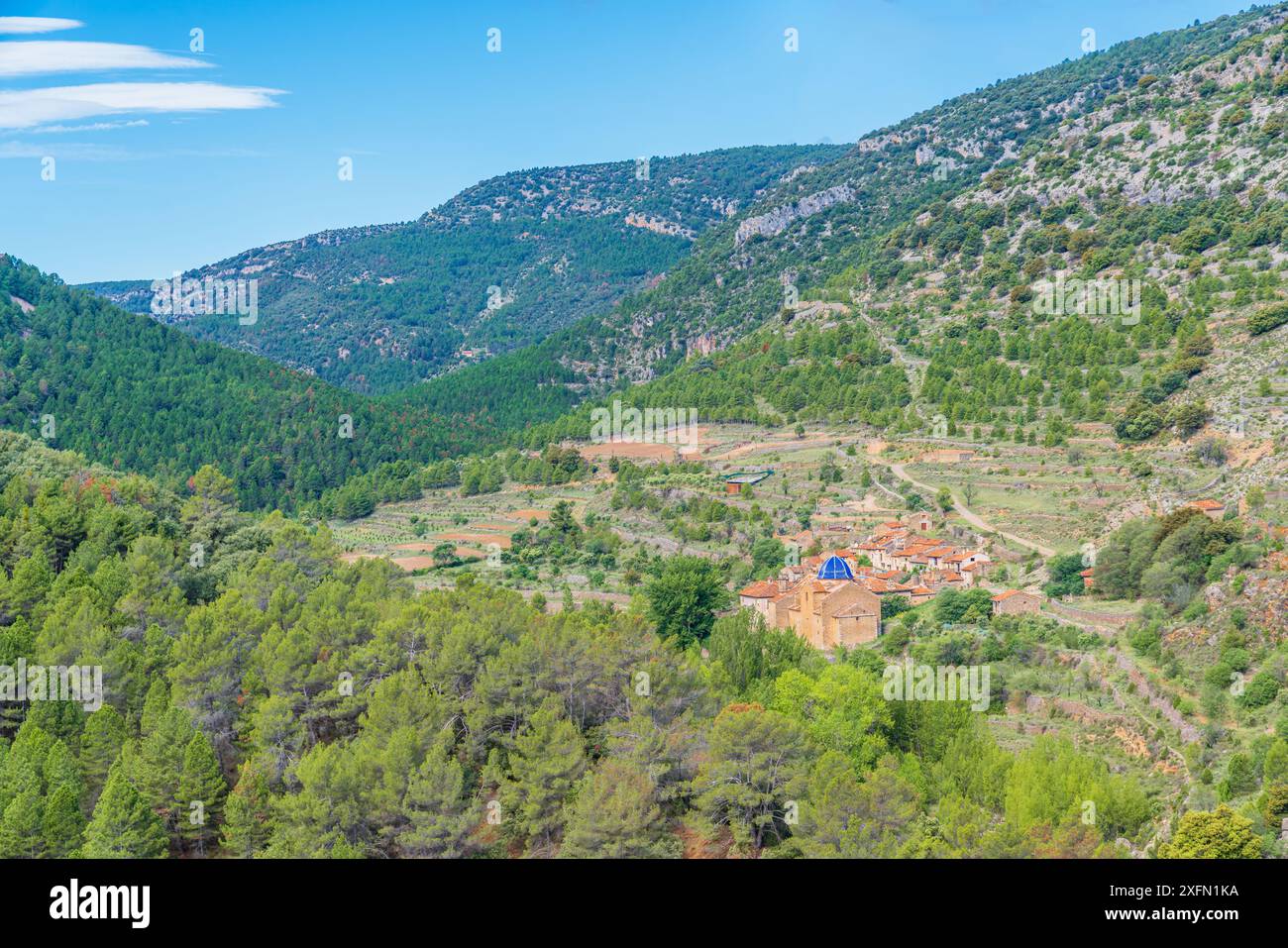 Blick auf La Estrella, eine verlassene Stadt in der Provinz Teruel, Aragon, Spanien Stockfoto