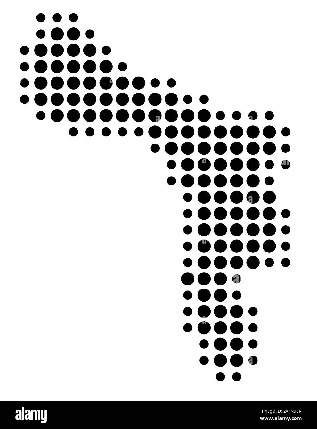 Symbolkarte der Sondergemeinde Bonaire (Niederlande), die den Staat/die Provinz mit einem Muster schwarzer Kreise zeigt Stock Vektor