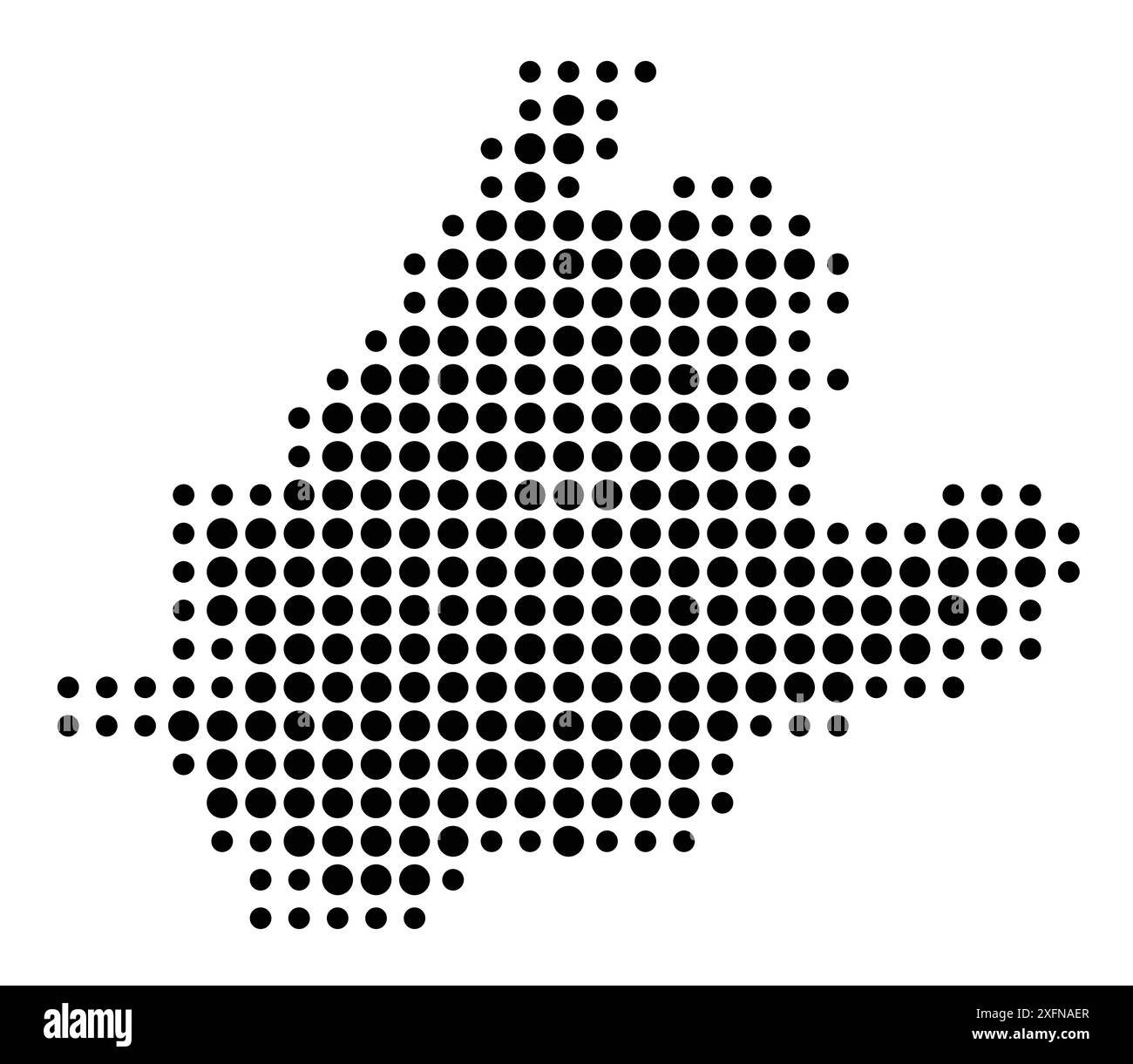 Symbolkarte der Provinz Zuid-Holland (Niederlande) mit einem Muster schwarzer Kreise Stock Vektor