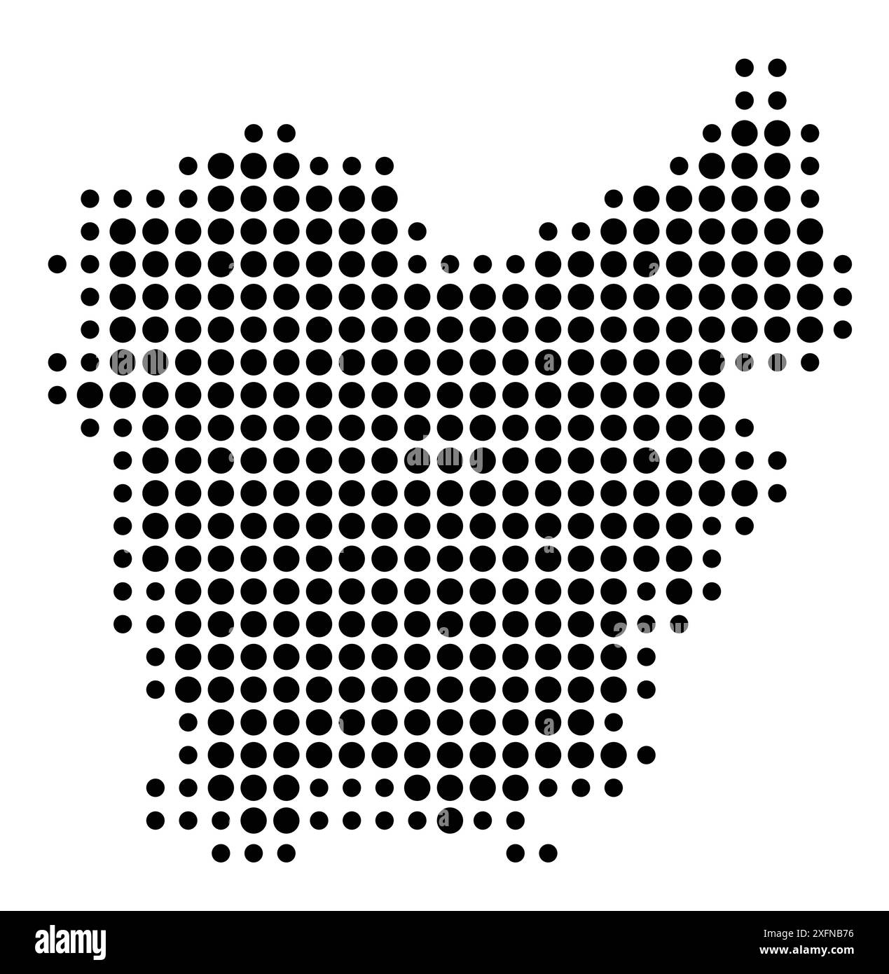 Symbolkarte der Provinz Ostflandern (Belgien), die den Staat/die Provinz mit einem Muster schwarzer Kreise zeigt Stock Vektor