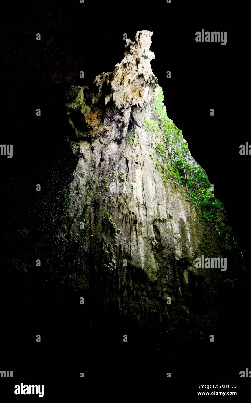 Eingang zur Clearwater-Höhle, Gunung Mulu Nationalpark, UNESCO-Weltkulturerbe, malaysisches Borneo. Stockfoto