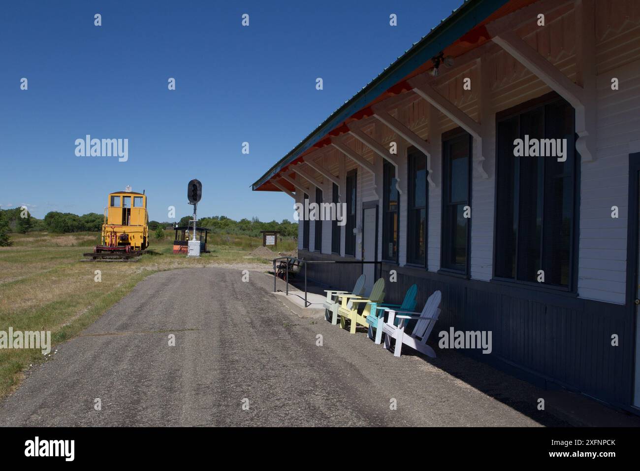 Milwaukee Road Shop Switcher X3800, „Shop Goat“, im Milwaukee Depot, Harlowton, MT. Stockfoto